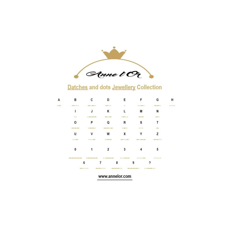 Morse code chart used for Murmures Precieux® dash and dot jewellery hand-thread jewellery