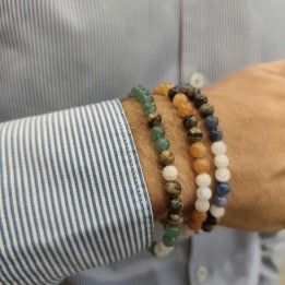 Bracelet Masculin avec pierres fines s'entremèlent pour former un message secret grace à l'alphabet morse.